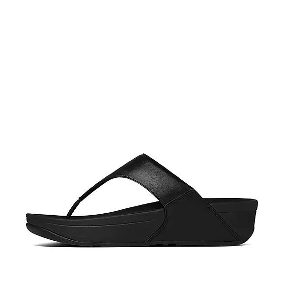 Fitflop Lulu Leather Toe Post Sandals Black Womens - South Africa (ZVLX82063)